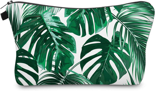 Cute Travel Makeup Bag Cosmetic Bag Small Pouch Gift for Women (Leaves)