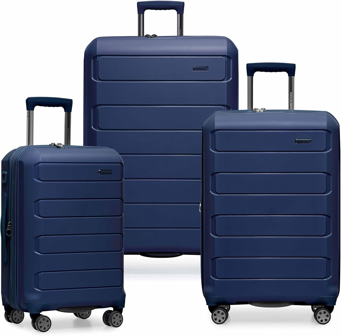 Traveler's Choice Pagosa Indestructible Hardshell Expandable Spinner Luggage, Navy, 3-Piece Set