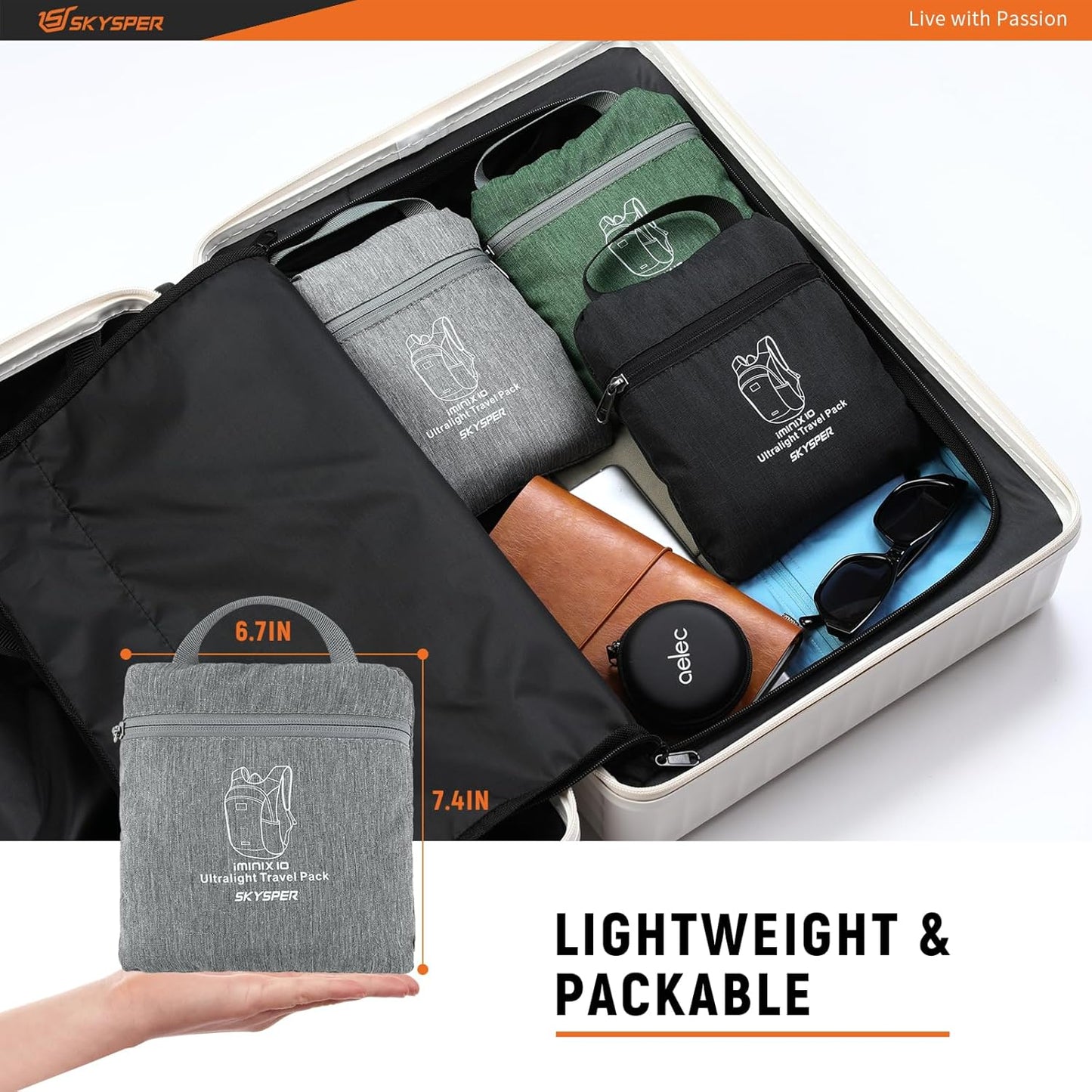 SKYSPER 10L Hiking Backpack Lightweight Packable Back Pack Small Travel Daypack for Women Men Foldable Outdoor Rucksack