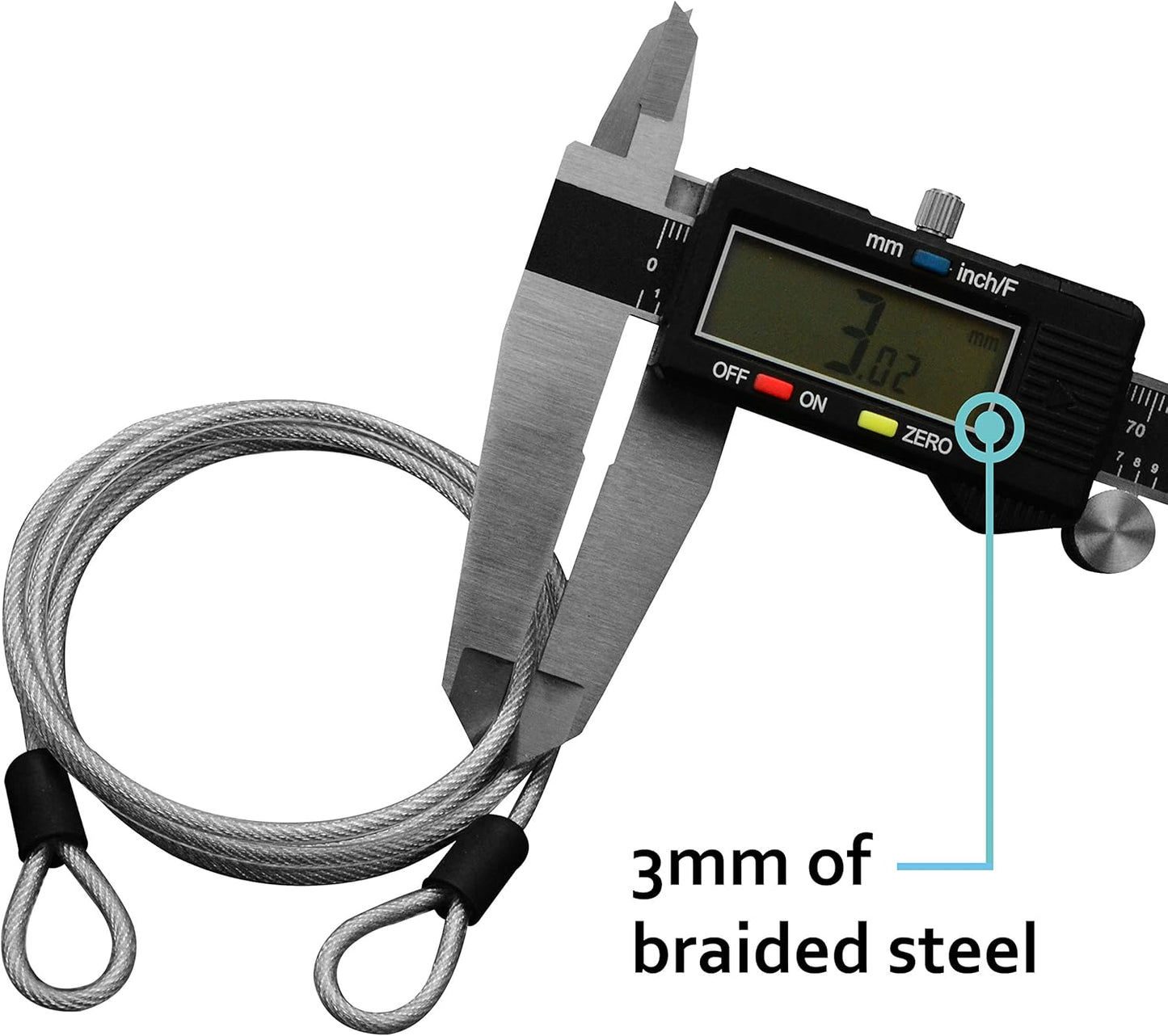 Lumintrail 3mm (1/8 Inch) Braided Steel Coated Security Cable Luggage Lock Safety Cable Wire Double Loop (15ft)
