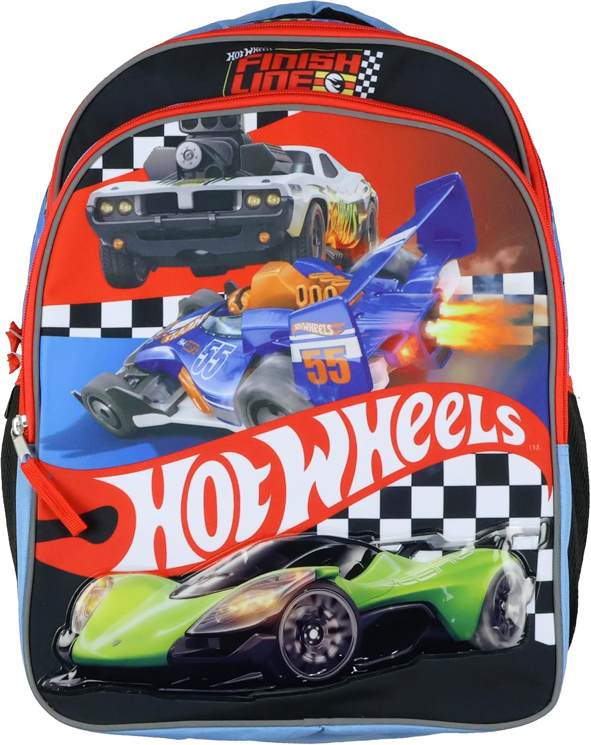 Hotwheels Backpack Finish Line Racing Design 16" School Bag