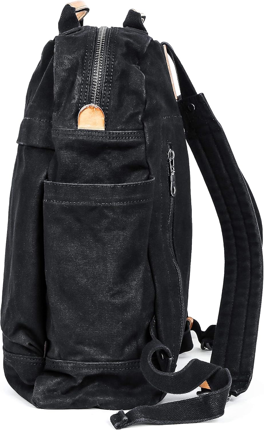 GOOTIUM Canvas Backpack for Women Vintage Style Zipper Bag Men's Casual Daypack Cloth Outdoor Travel Rucksack, Black