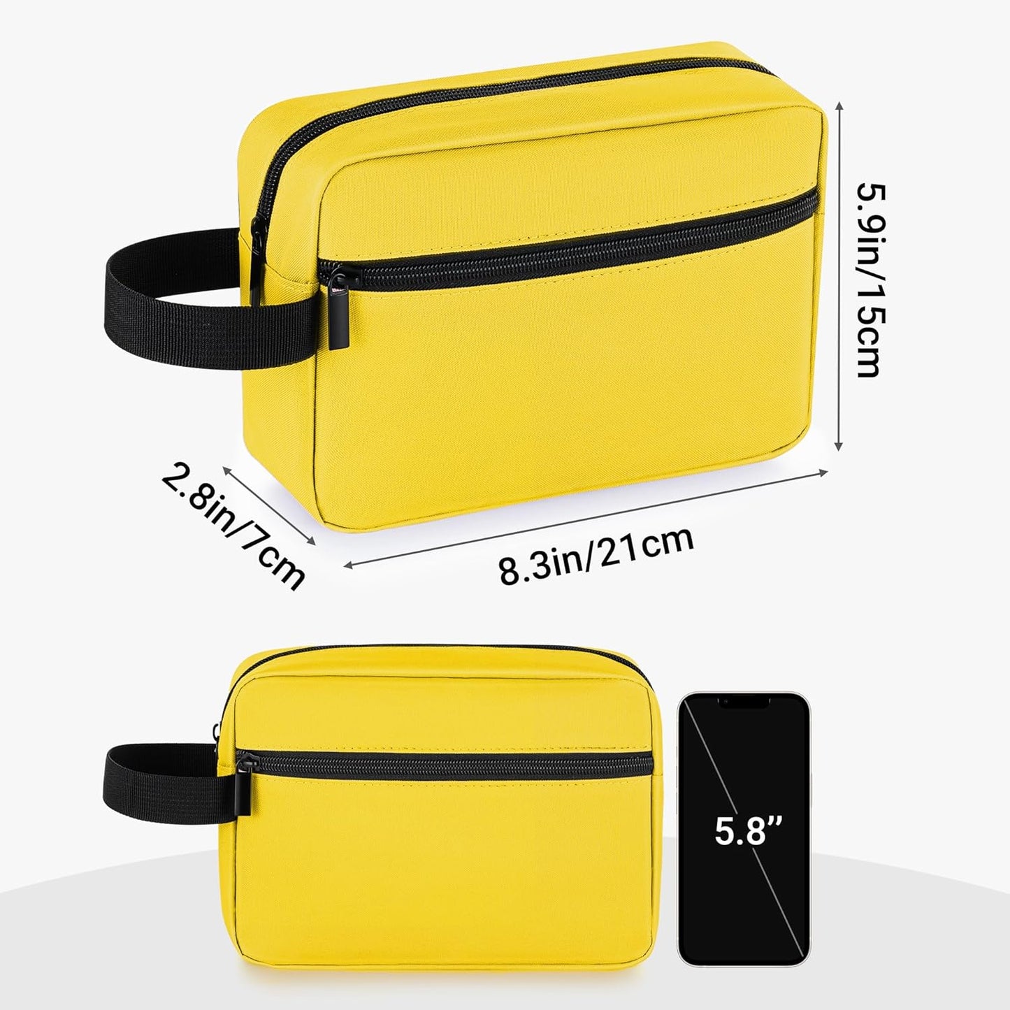 Elviros Travel Toiletry Bag for Women and Men,Lightweight Makeup Bag Hanging Dopp Kit with Shaving Compartment Cosmetic Organizer Small Tool Bag Travel Essentials,Bright Yellow