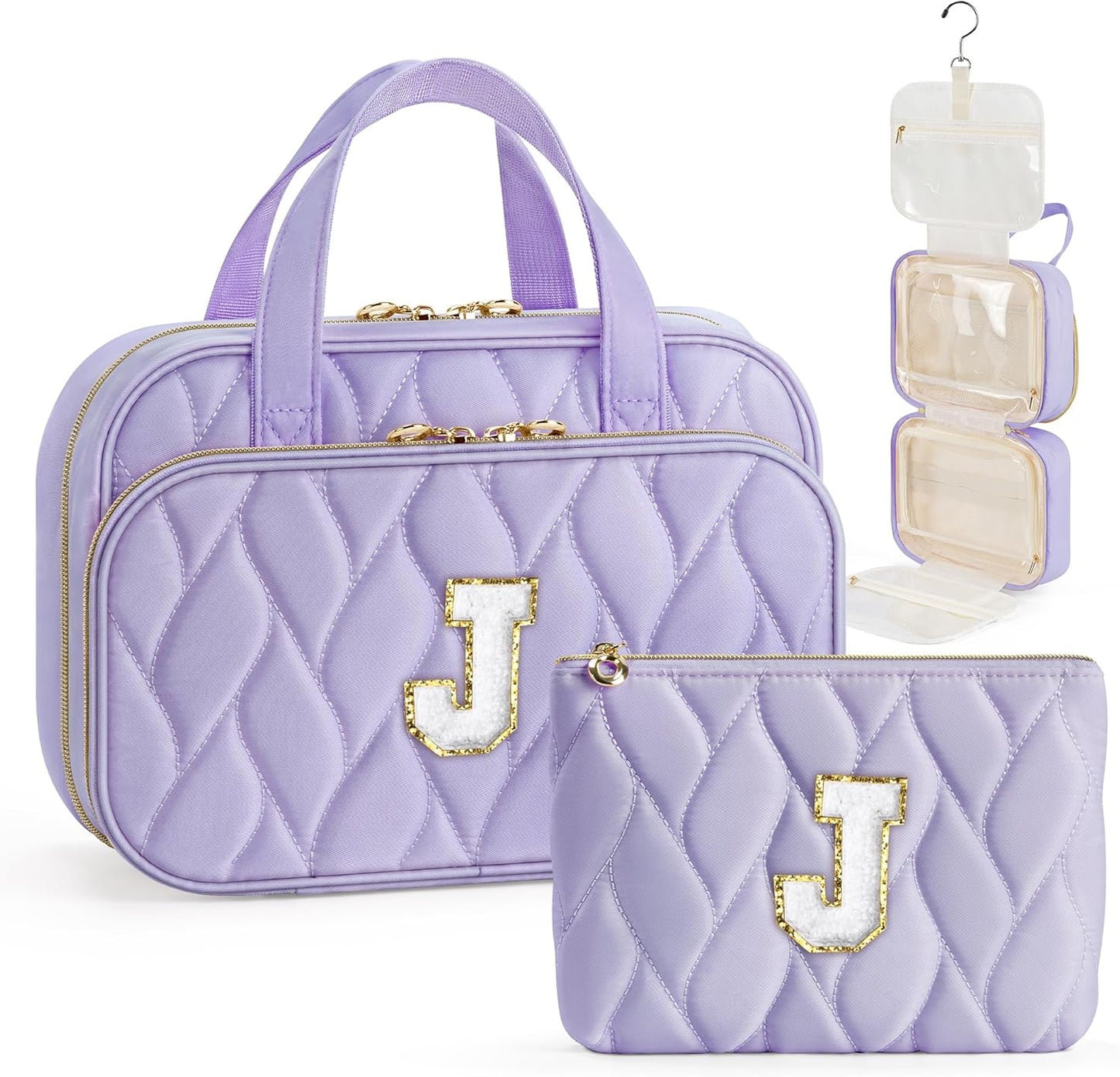 YOOLIFE Kids Toiletry Bag Initial Makeup Bag for Teen Girls - Birthday Gifts for 7 8 9 10 11 12 13