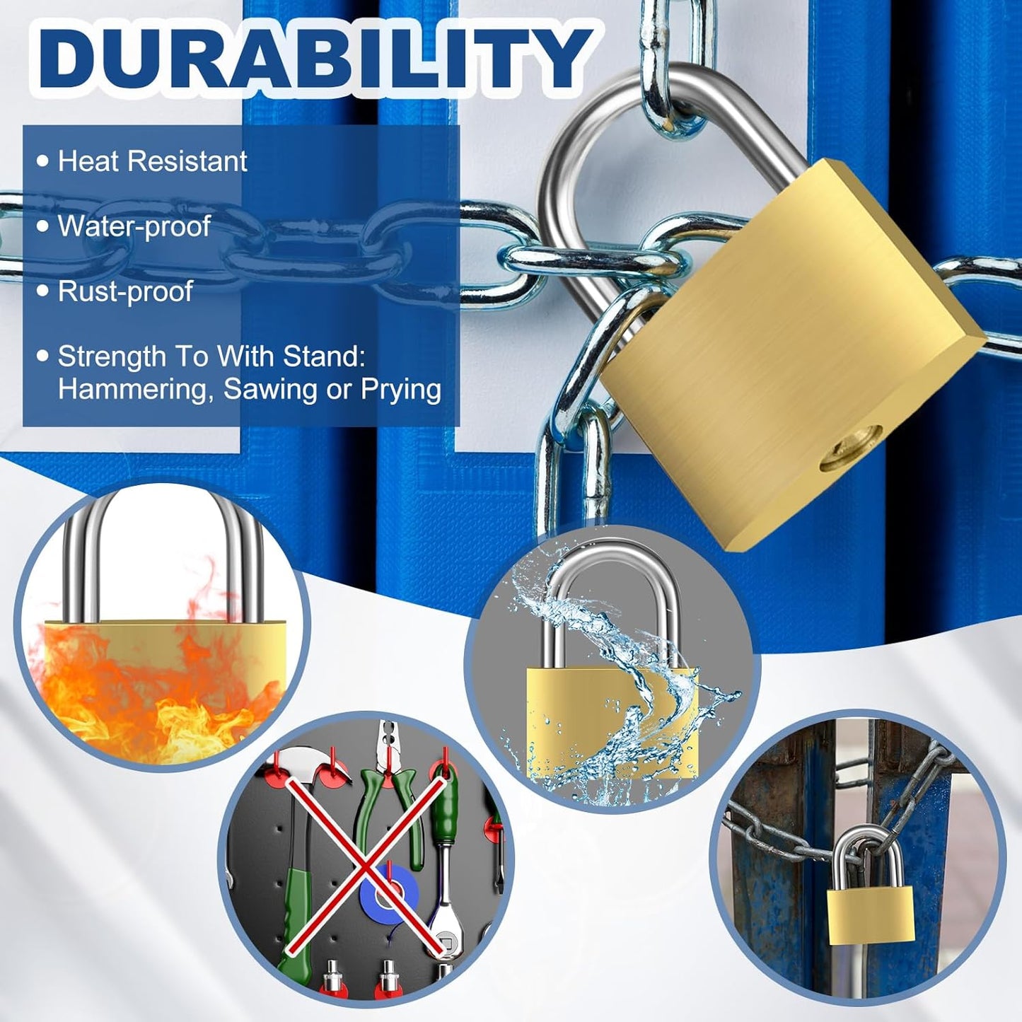 24 Pcs Solid Brass Keyed Padlock, Small Yellow Gym Lock, Strong Padlock with Same Key for Luggage Toolbox (30mm 1-3/16'')