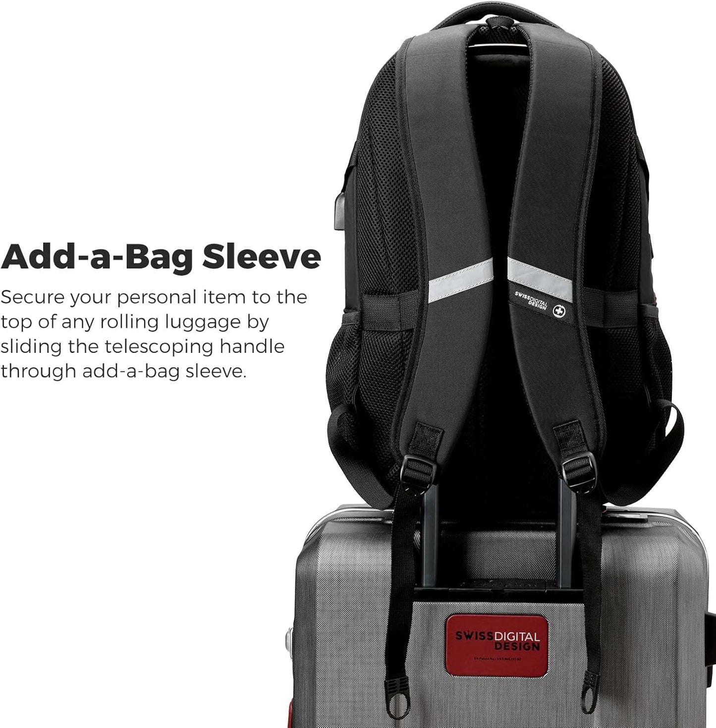 Swissdigital Design Laptop Backpack with USB Charging Port, Travel Backpack Fits 15.6 inches