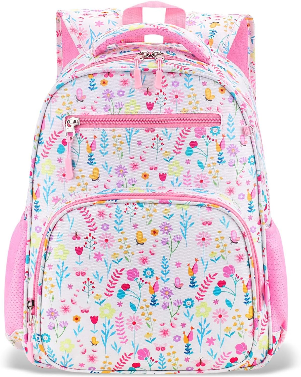 RHCPFOVR Kids Backpack for Girls - Girls Backpack 3-8 Ages Flower for Kids 15 Inch School Bookbag for Kindergarten Elementary School Bookbag for Girl 1st 2nd Grade