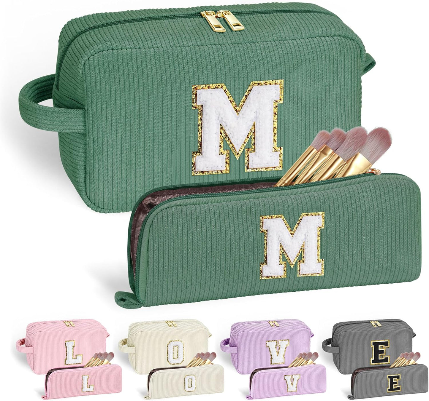 YOOLIFE Initial Travel Makeup Bag Cosmetic Bag - Teen Girl Gifts Trendy Stuff Friend Birthday Gifts for Women Teen Girl Kids