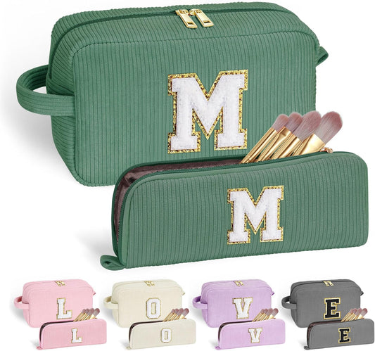 YOOLIFE Initial Travel Makeup Bag Cosmetic Bag - Teen Girl Gifts Trendy Stuff Friend Birthday Gifts for Women Teen Girl Kids