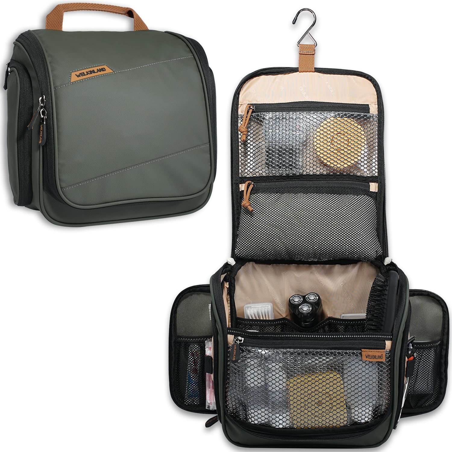 WELKINLAND 13-Pocket Hanging Toiletry Bag, Large Mens Toiletry Travel Bag