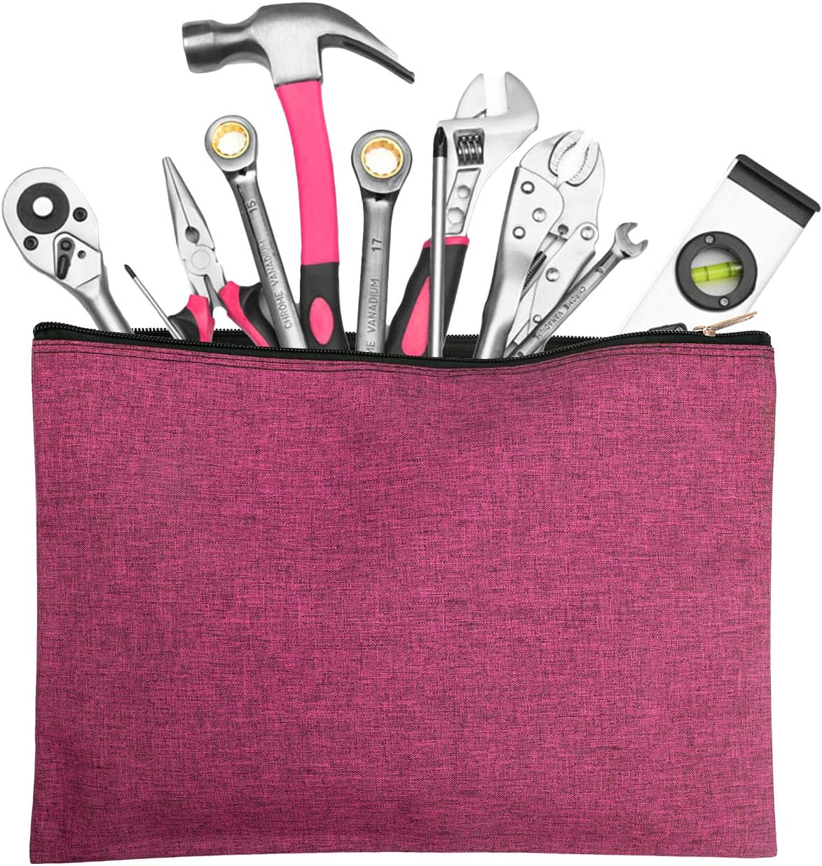 5 Pack Canvas Zipper Tool Bag Set, 13.3 x 9.4 14.4oz Heavy Duty Waterproof Multipurpose Utility Multi Tool Storage Pouch Case for Organizing and Sorting Household Tools, Spare Parts (5 Colors)
