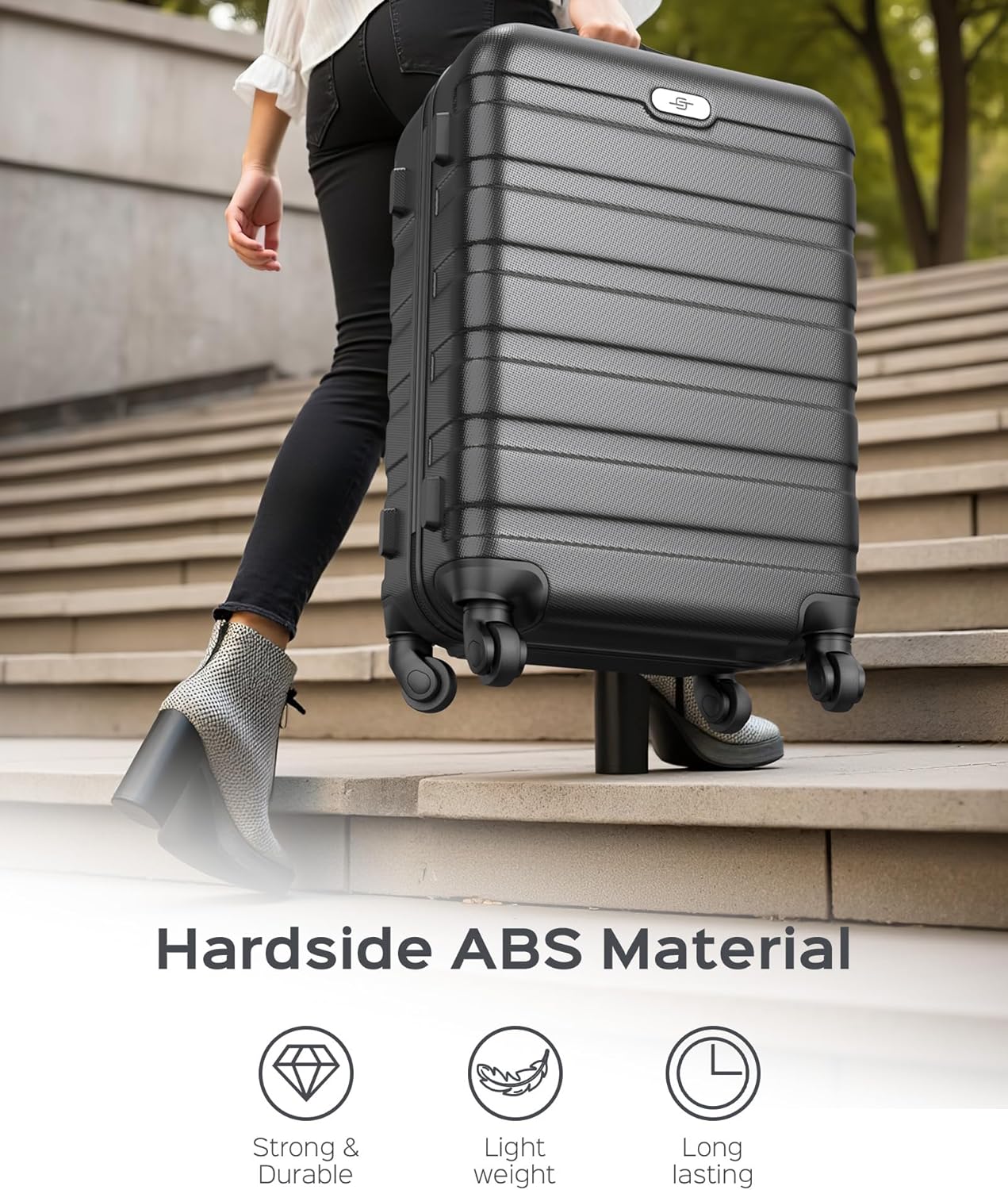 Suitour Luggage Sets 2 piece, Lightweight Luggage Set with Spinner Wheels, 19/27 inch Travel Suitcase Set
