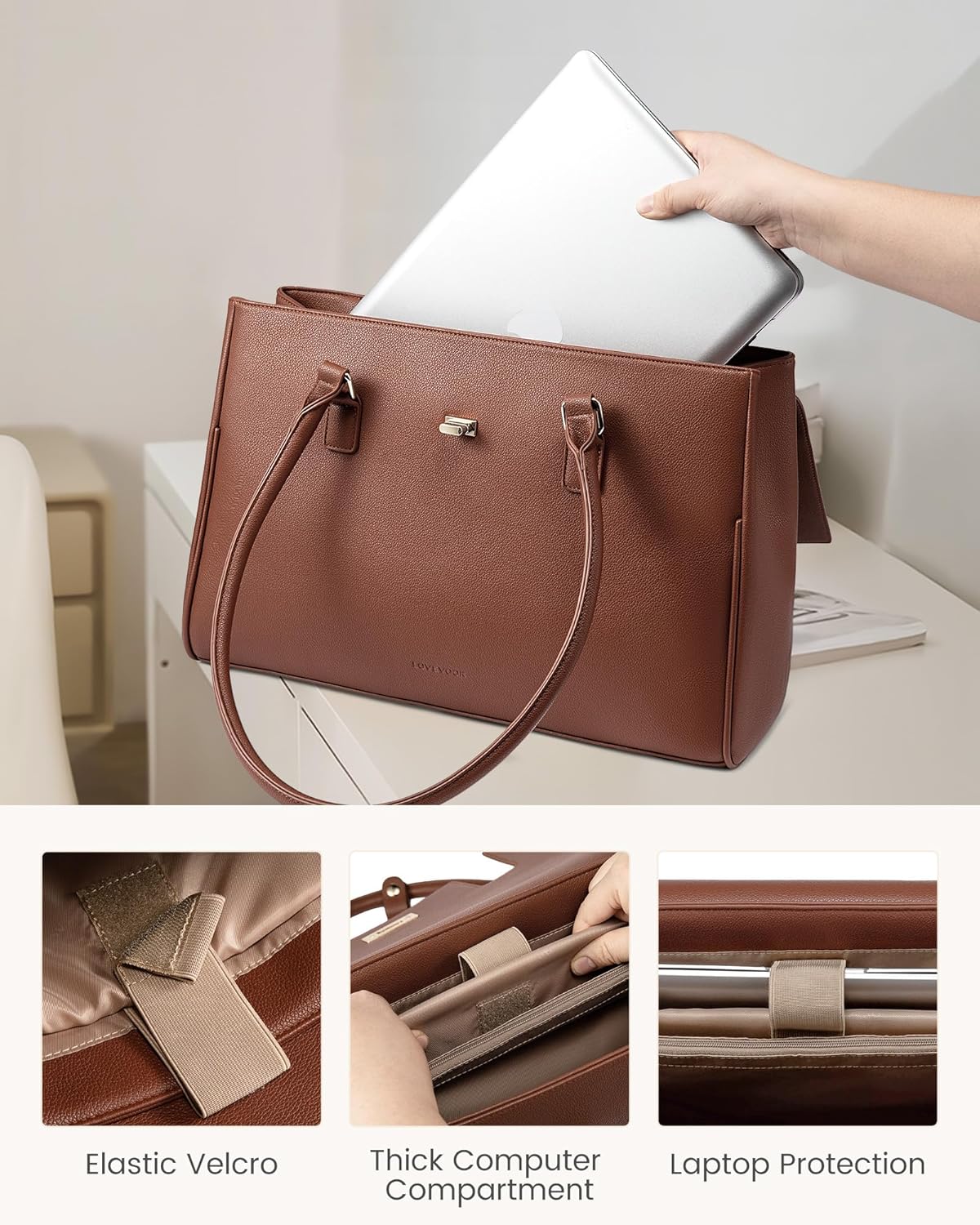 LOVEVOOK Laptop Bag for Women Work Tote Messenger Bag Waterproof Business Office Professional Handbag Shoulder Bag