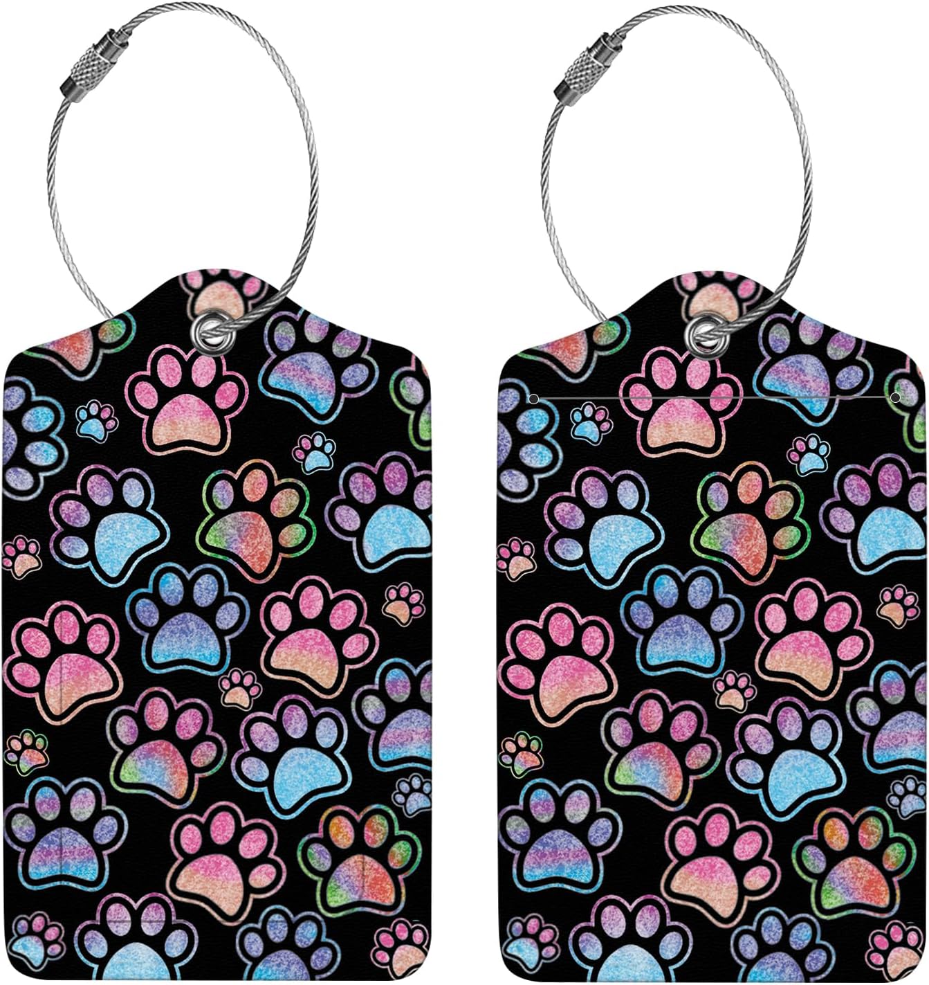 2 Pcs Luggage Tags for Suitcase, Cute Unique PU Leather Travel Bag Tag with Privacy Cover ID Label
