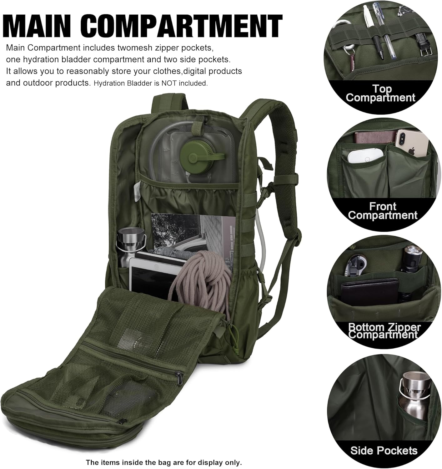 Mardingtop Tactical Backpacks Molle Hiking daypacks for Motorcycle Camping Hiking Military Traveling,25L Backpack