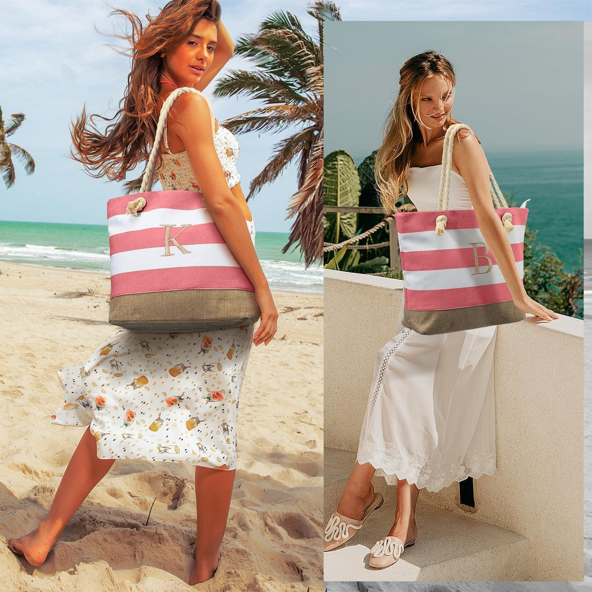 YOOLIFE Beach Bags for Women - Travel Canvas Beach Tote, Pool Waterproof Bag, Travel Essentials