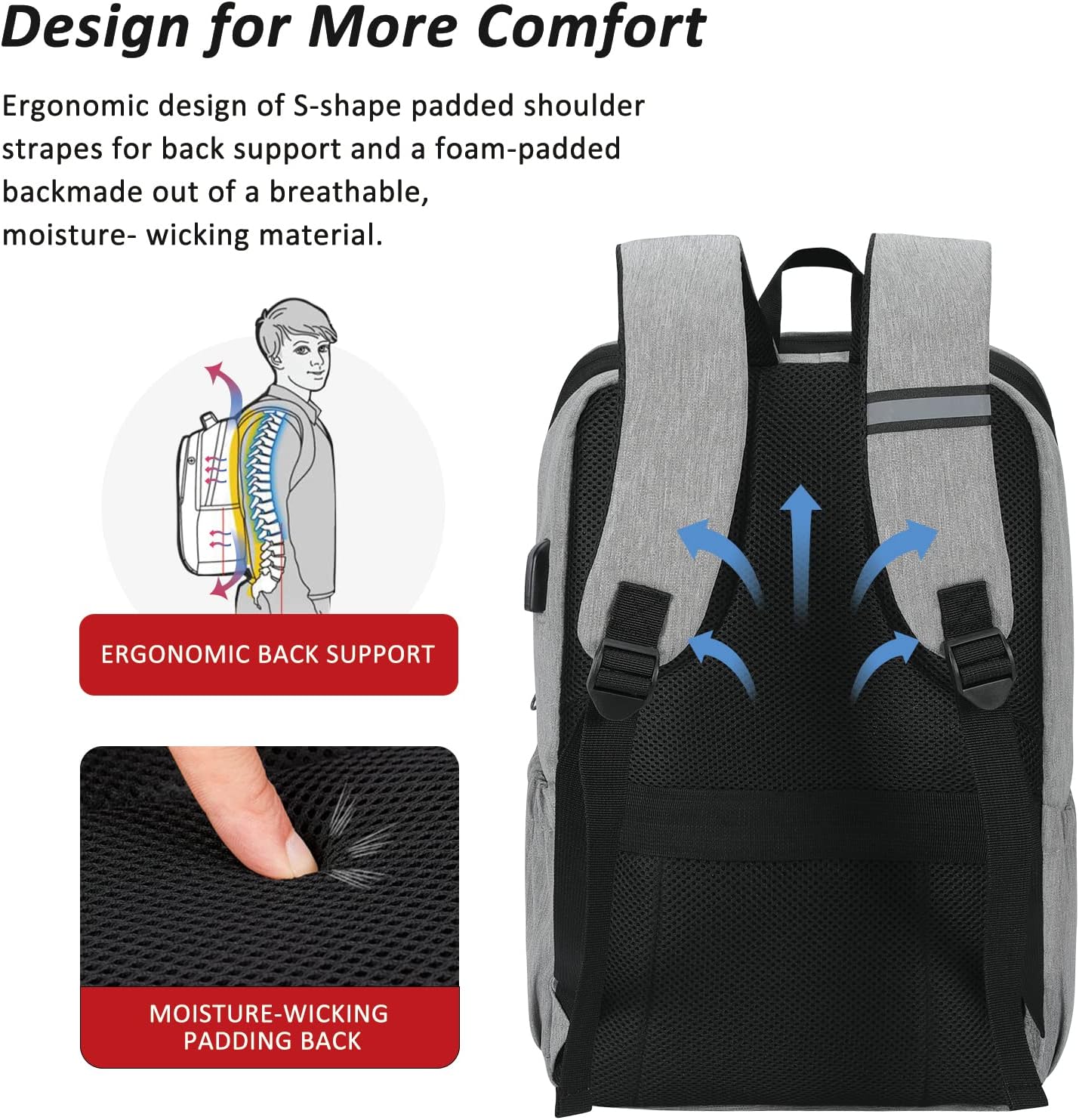 MAXTOP Deep Storage Laptop Backpack with USB Charging Port[Water Resistant] College Computer