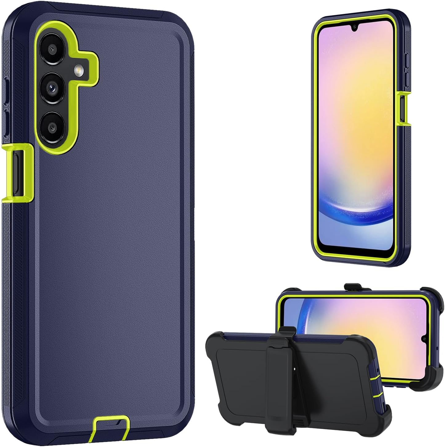 for Samsung Galaxy A17 5G case,A16 5G Heavy Duty case,with A Tempered Glass Screen Protector, [Military Grade Protective ] [Shockproof] [Dropproof] [Dust-Proof] (with Belt Clip-Blue Green)