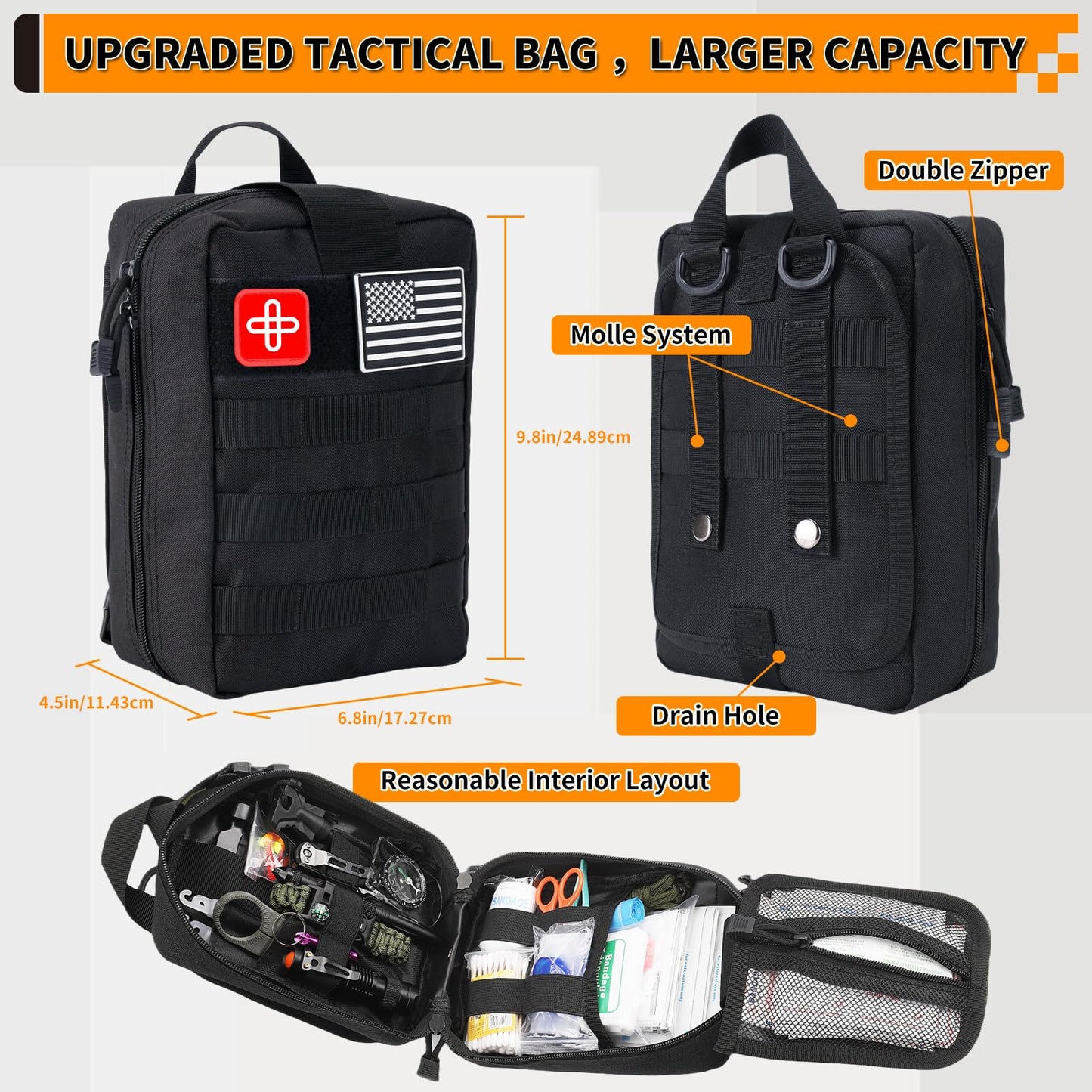 Survival Kit, Gifts for Men Women Teen Boys, 252 pcs Survival Gear and Equipment Mini First Aid Kit