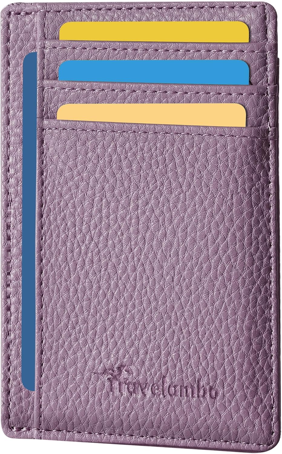 Travelambo Front Pocket Minimalist Leather Slim Wallet RFID Blocking Medium Size