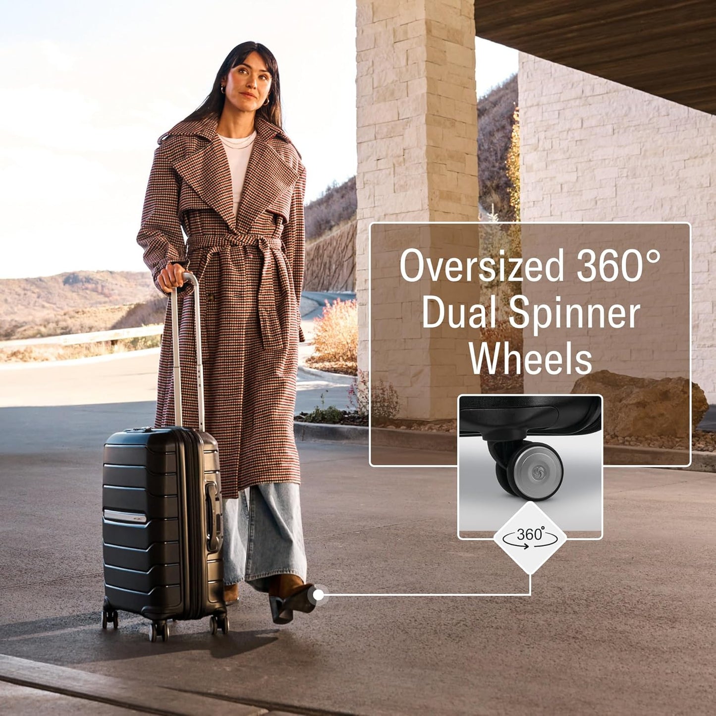 Samsonite Freeform Medium Luggage with Dual 360° Spinner Wheels - Checked Suitcase - TSA Lock, Airline-Approved - Lightweight Durable Polypropylene Expandable Hardshell - Amethyst Purple