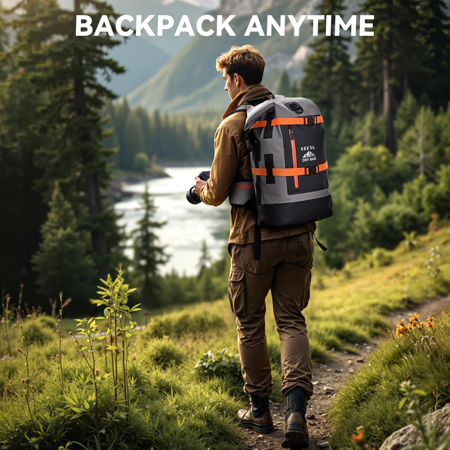 HEETA Dry Bags Waterproof Backpack 40L for Men & Women, Roll Top Heavy Duty