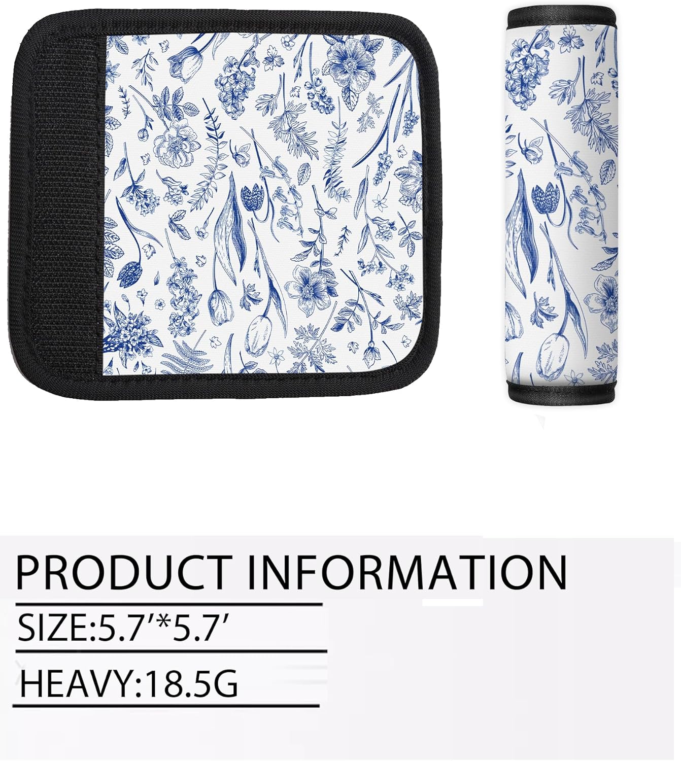 2 Pack Luggage Handle Wrap Travel Tags - Set of Luggage Tags for Suitcases, Identifiers, Marker, and Handle Covers - Cruise Accessories and Travel Gifts（Cute Blue Flower
