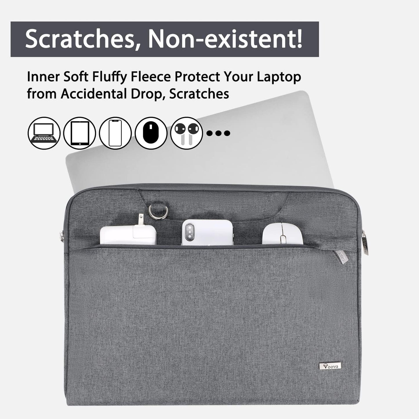 Voova Laptop Case 13 14 15 16 17 Inch with Shoulder Strap, Waterproof Laptop Sleeve Slim Briefcase