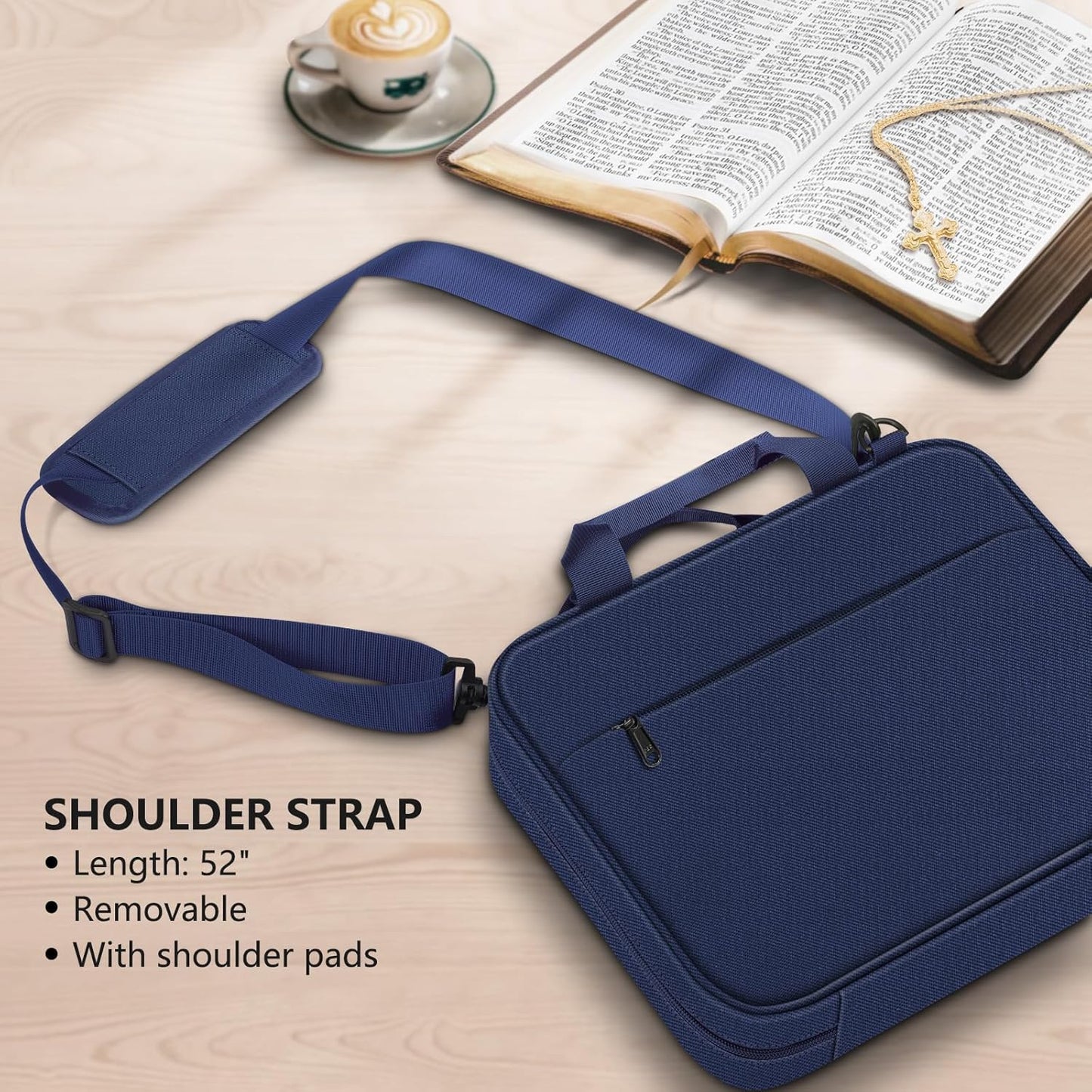 FINPAC Large Bible Cover, Carrying Book Case Church Bag Bible Protective with Zippered Pocket and Handle, Gift for Men Women