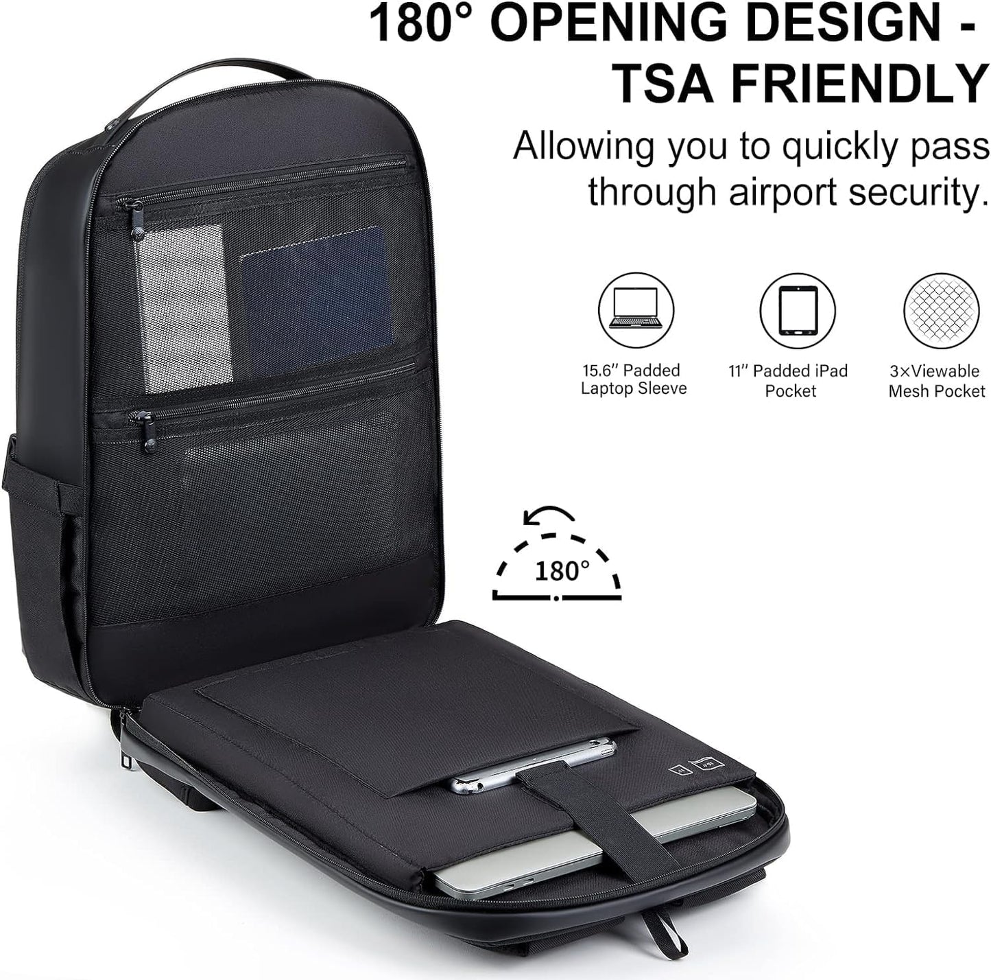 Hanke Carry on Backpack Travel Laptop Backpack for Men & Women, Durable Rucksack Weekender Bag Daypack(Graphite Black)