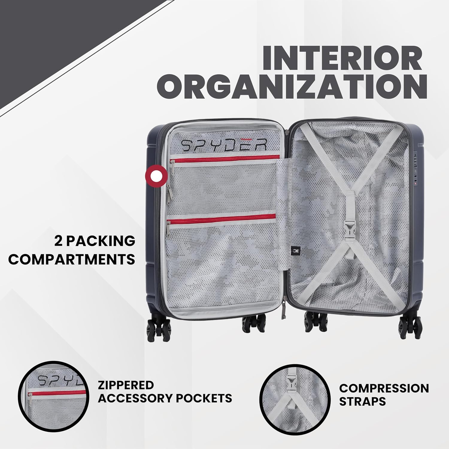 Spyder Carve 20 Inch Carry On Expandable Hardside Upright Suitcase with 360° Spinner Wheels, TSA