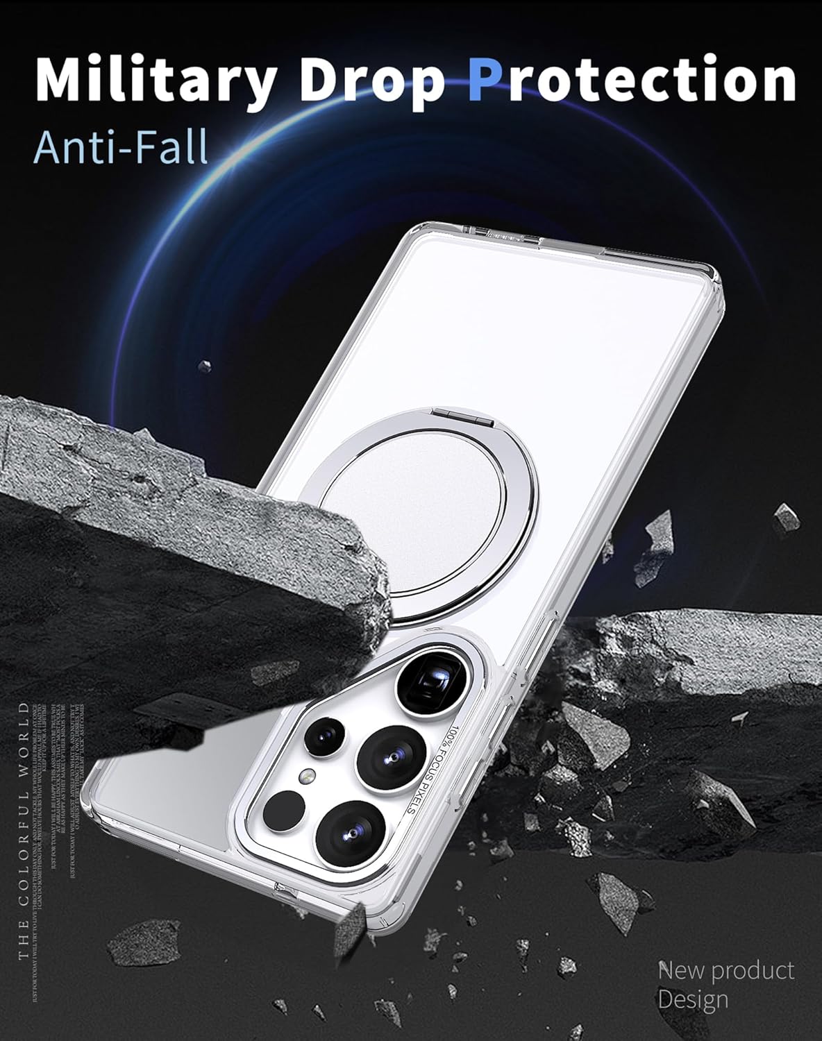 Magnetic Stand Case for Samsung Galaxy S25 Ultra [with 2 Tempered Glass Film] [360° Rotation Magnetic Stand] [Compatible with Magsafe] Military-Grade Drop Protection Case, Clear