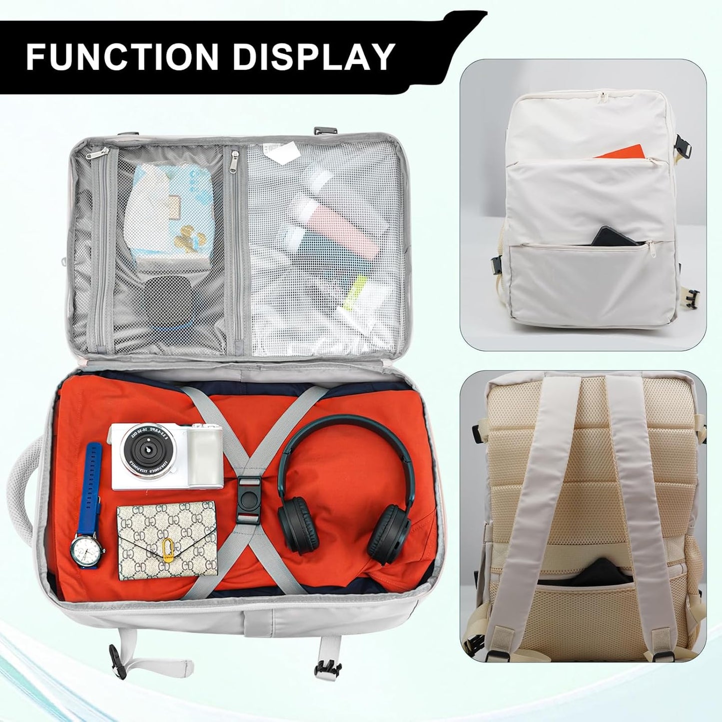 Travel Backpack for Women & Men, Waterproof Carry On Backpack Airline Approved Laptop Backpack Fits