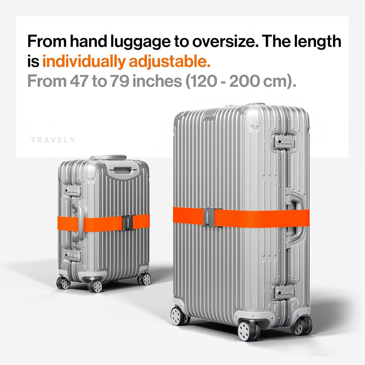 TRAVELY luggage straps - Particularly conspicuous & secure - Incl. 2 name tags - Luggage strap ideal crosswise - [set of 2]