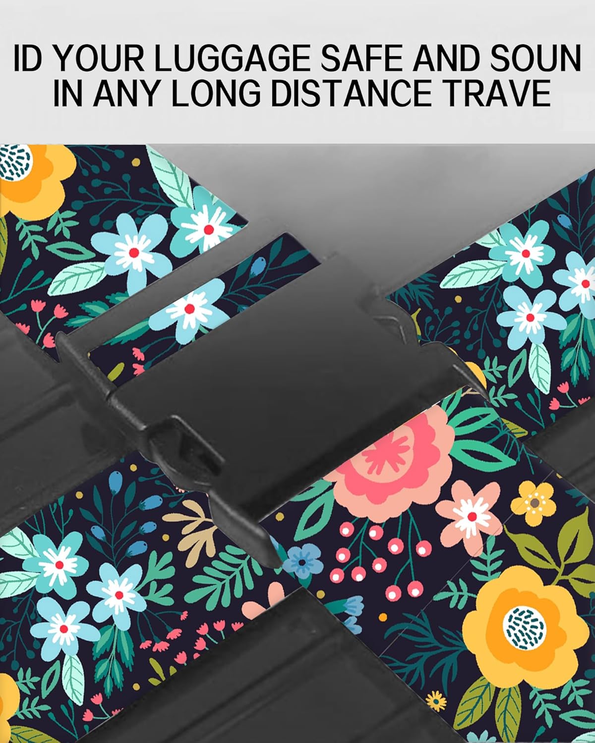 Luggage Straps for Suitcases, Adjustable Travel Belt, Durable Wide Luggage Strap, Cute Suitcase Strap Identifiers with Buckle, Bag Straps for Luggage, Colorful Cute Flowers