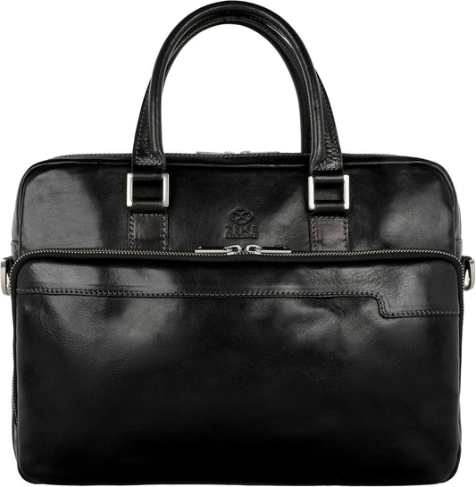 Time Resistance Leather Briefcase - Italian Handmade Leather Laptop Bag - Briefcase for Men and Women - Computer Bag