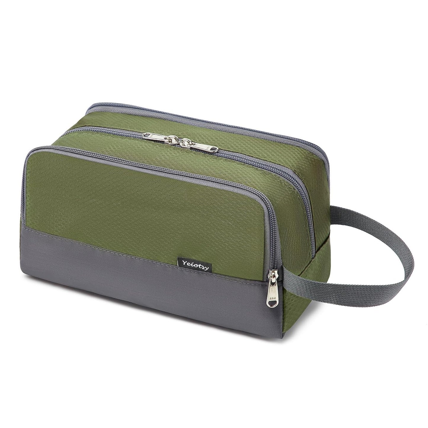 Yeiotsy Boys Toiletry Bag - Kids Travel Dopp Kit with Mesh Pockets, Compact Organizer for Gym, Camping, Hiking (Army Green)