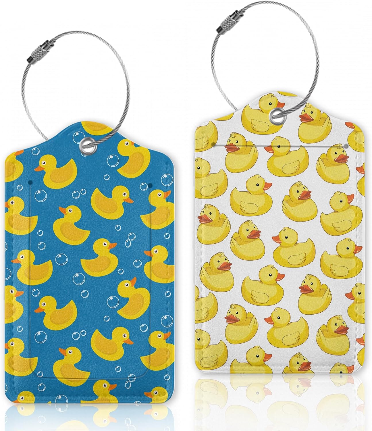 Cute Yellow Ducks Luggage Tags for Suitcase,Luggage Tag with Stainless Steel Loop Privacy Cover Id Label Travel Bag Luggage Identifiers for Women Men Travel,Set of 2