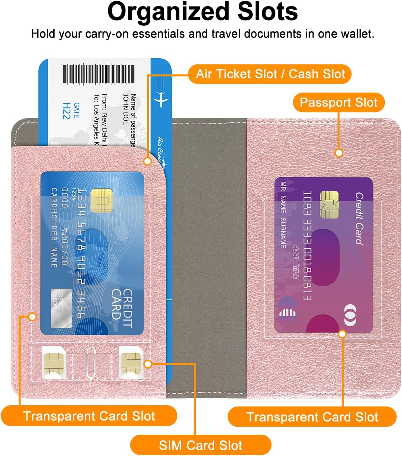 RSAquar Passport Holder for Women and Men, Premium PU Leather Travel Passport Wallet RFID Blocking Passport Cover Travel Documents Organizer (Rose Gold)