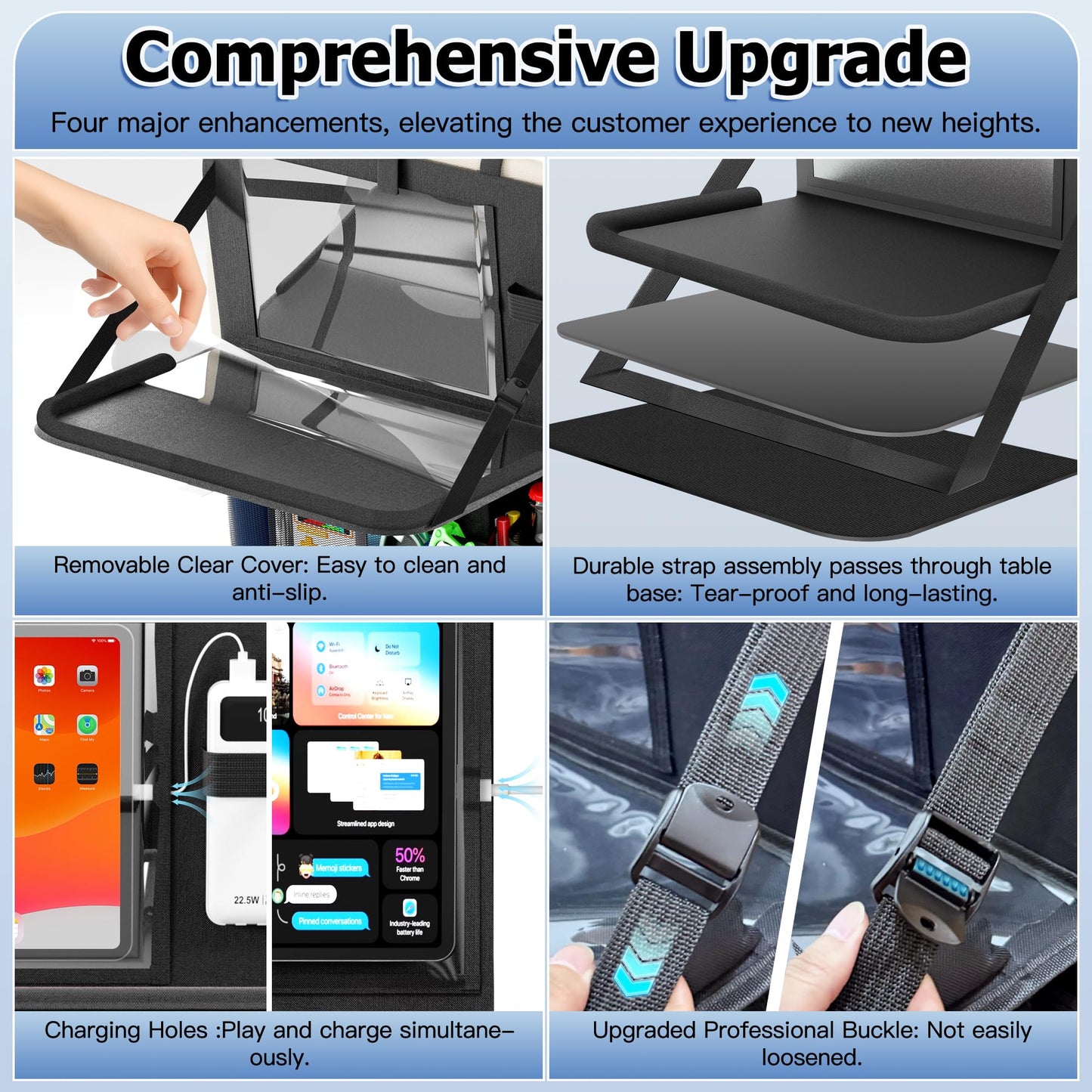 KaiCross Car Backseat Organizer with Table Holder,10 Storage Pockets Backseat Car Organizer and