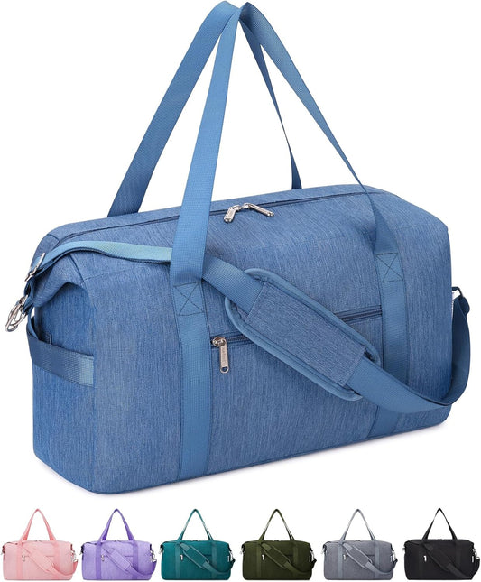 Narwey For Spirit Airlines Personal Item Bag 18x14x8 Travel Duffel Bag Carry on Bag Underseat for Airplane with Wet Pocket Small Gym Bag Weekender Overnight for Women and Men (Navy Blue)