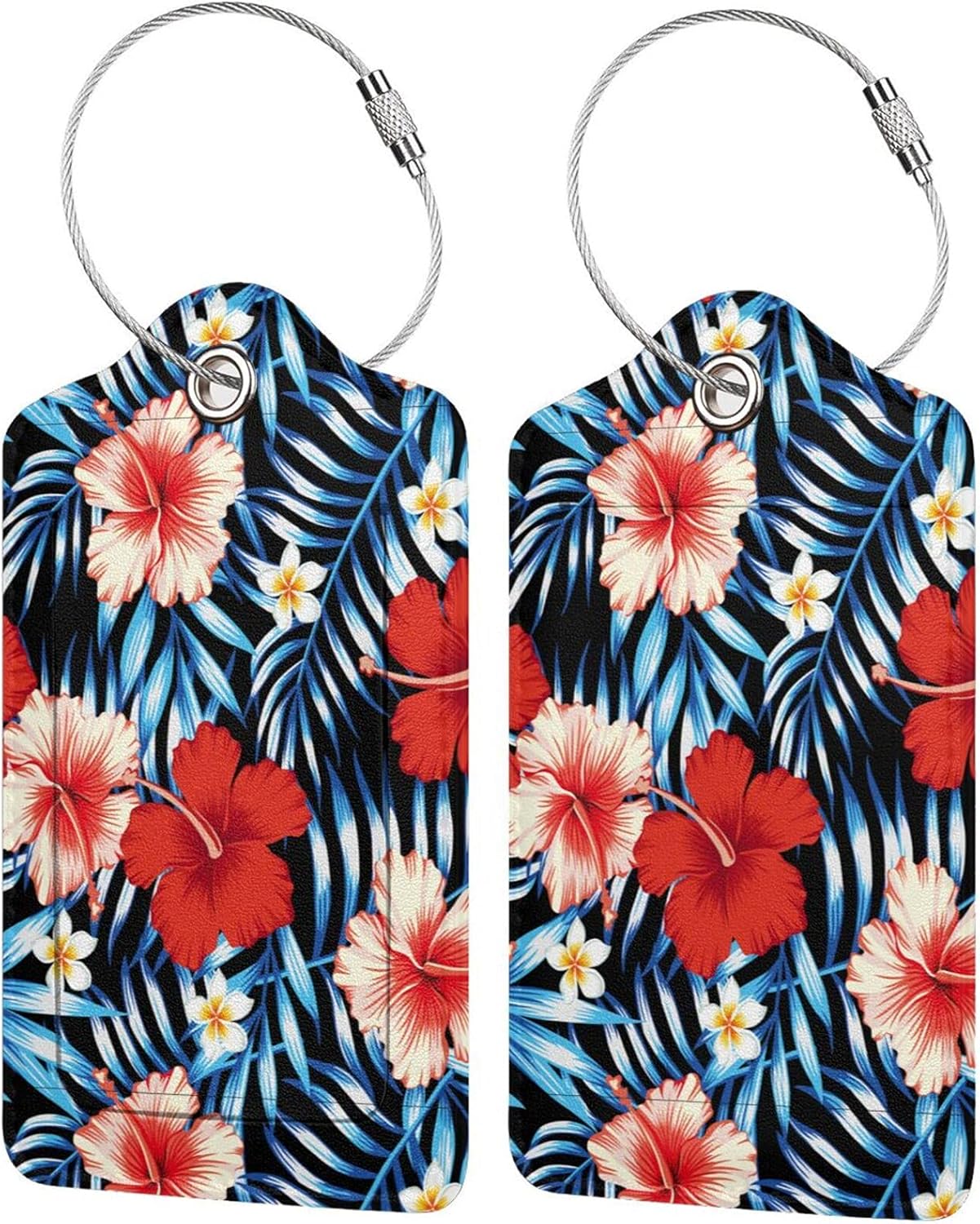 Tropical Hawaii 2 Pcs Luggage Tags, Privacy Cover Id Label with Stainless Steel Loop and Address Card for Suitcases & Travel Bags