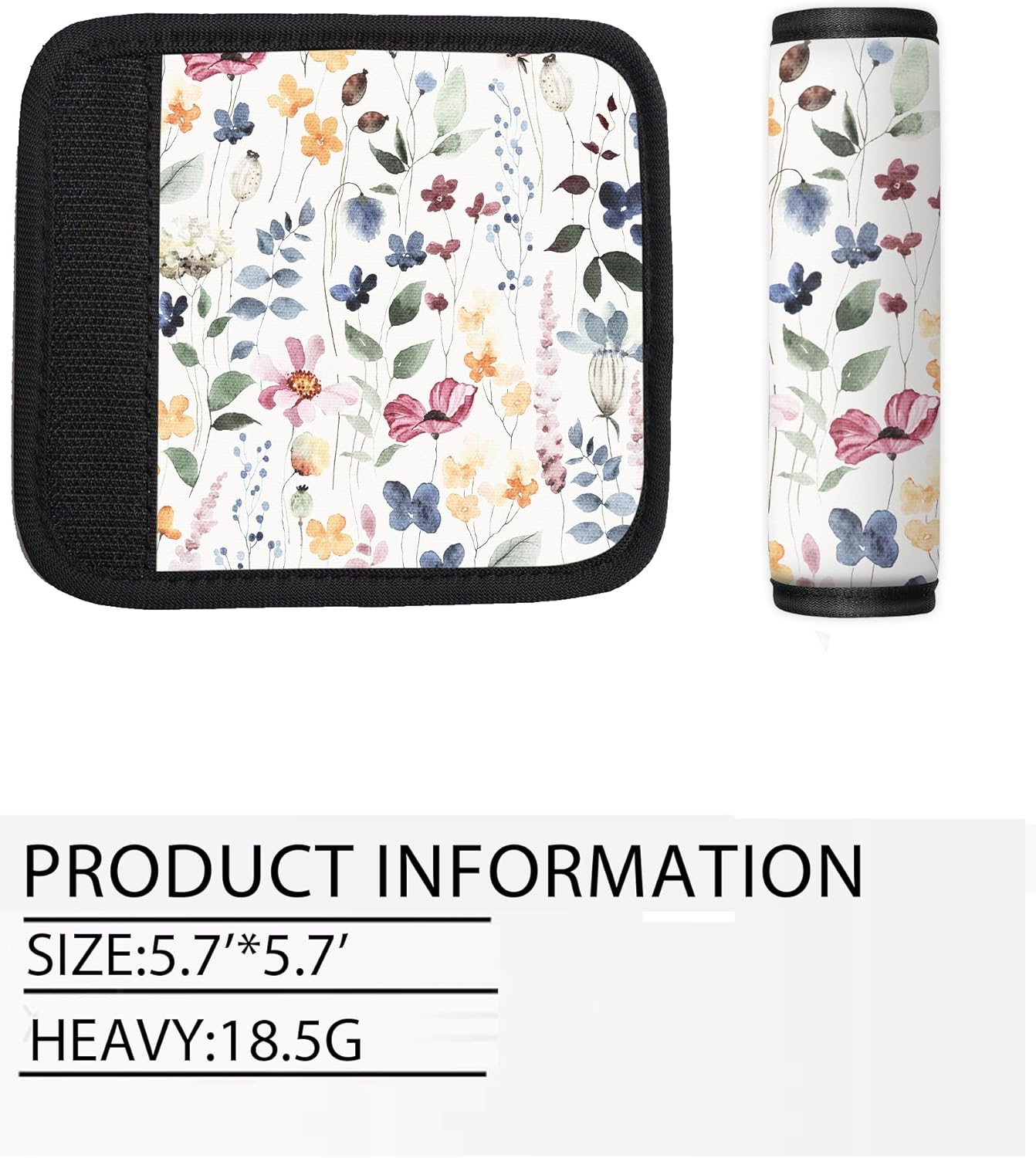 2 Pack Luggage Handle Wrap Travel Tags - Set of Luggage Tags for Suitcases, Identifiers, Marker, and Handle Covers - Cruise Accessories and Travel Gifts（Cute Watercolor Flowers