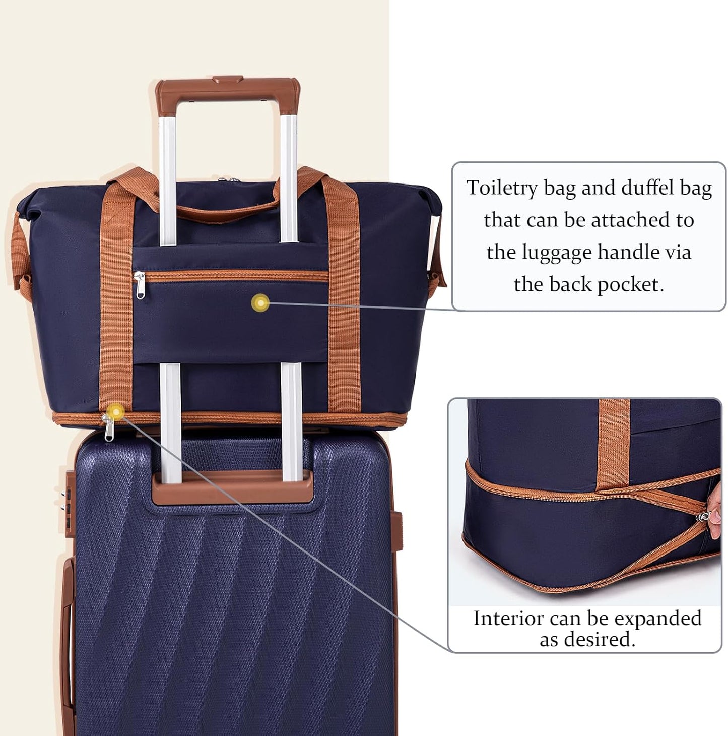 Carry on Luggage Sets 22x14x9 Airline Approved Durable Travel Luggage Suitcases with Wheels,ABS Hard Case Suitcases with Spinner Wheels,(Purple,3 Piece Sets(20"/DB/TB))