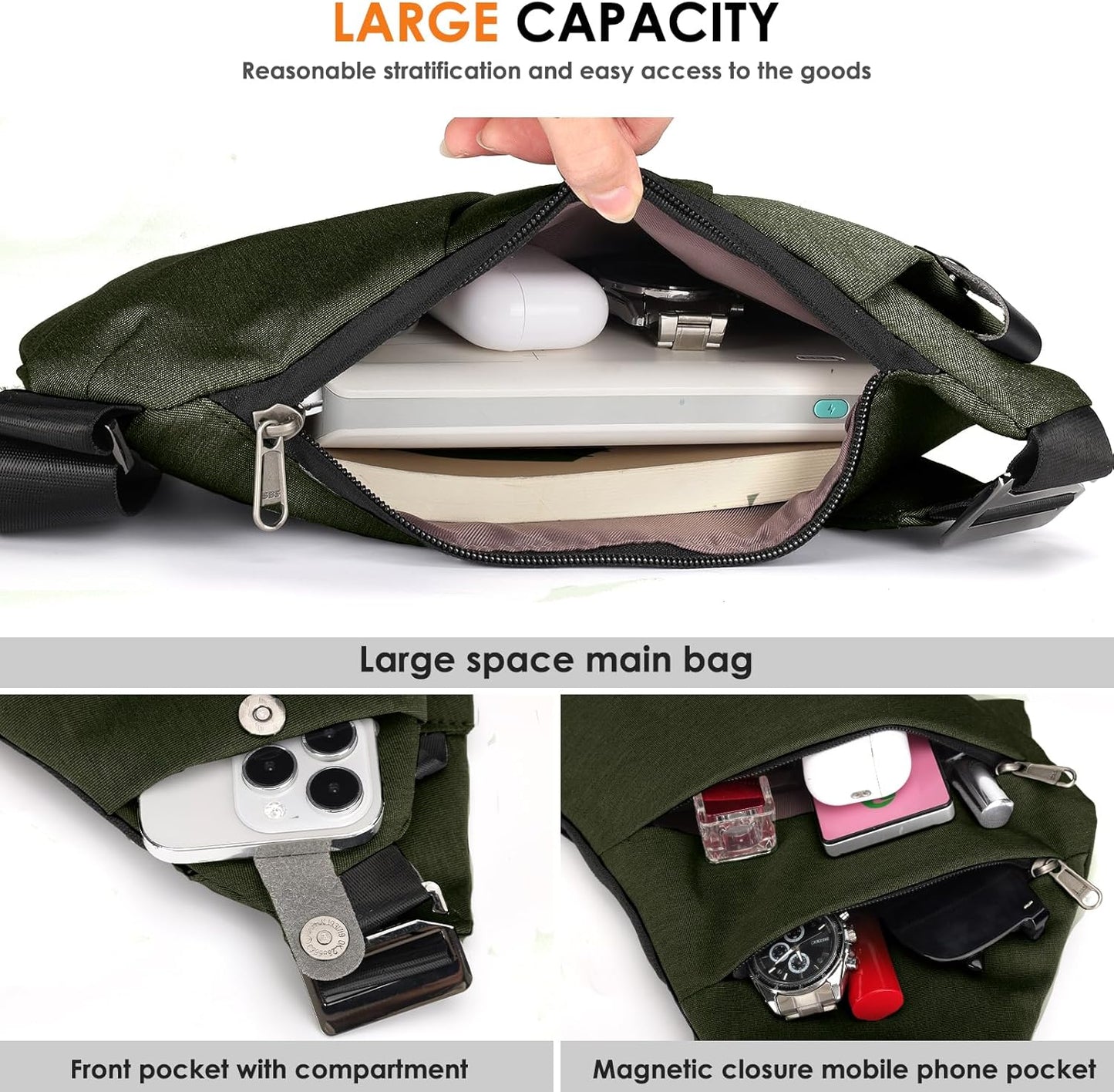 Sling Bag Anti-Theft Crossbody Bag for Women Men Sling Backpack Multipurpose Travel Essentials
