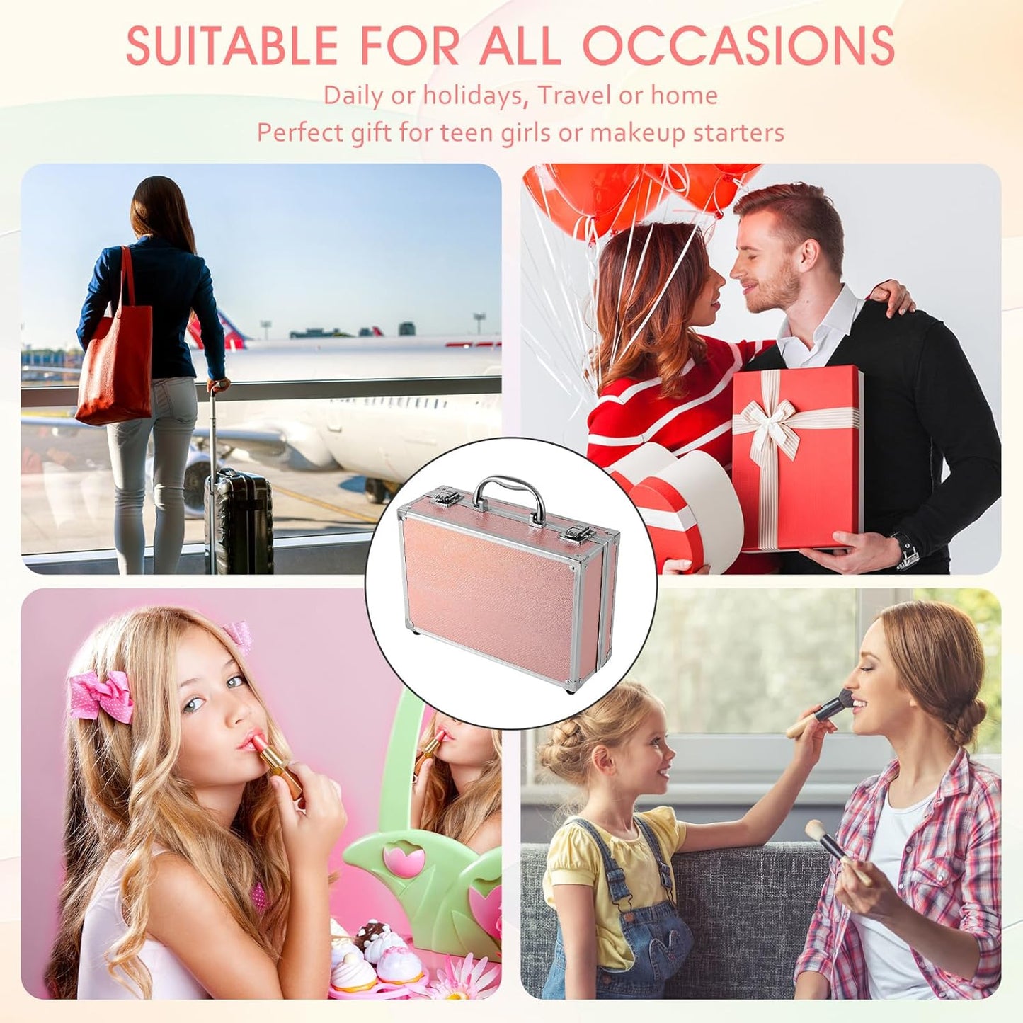 Makeup Kit for Teenager & Women Full Kit, All- In- One Makeup Set With The Cosmetic Train Case