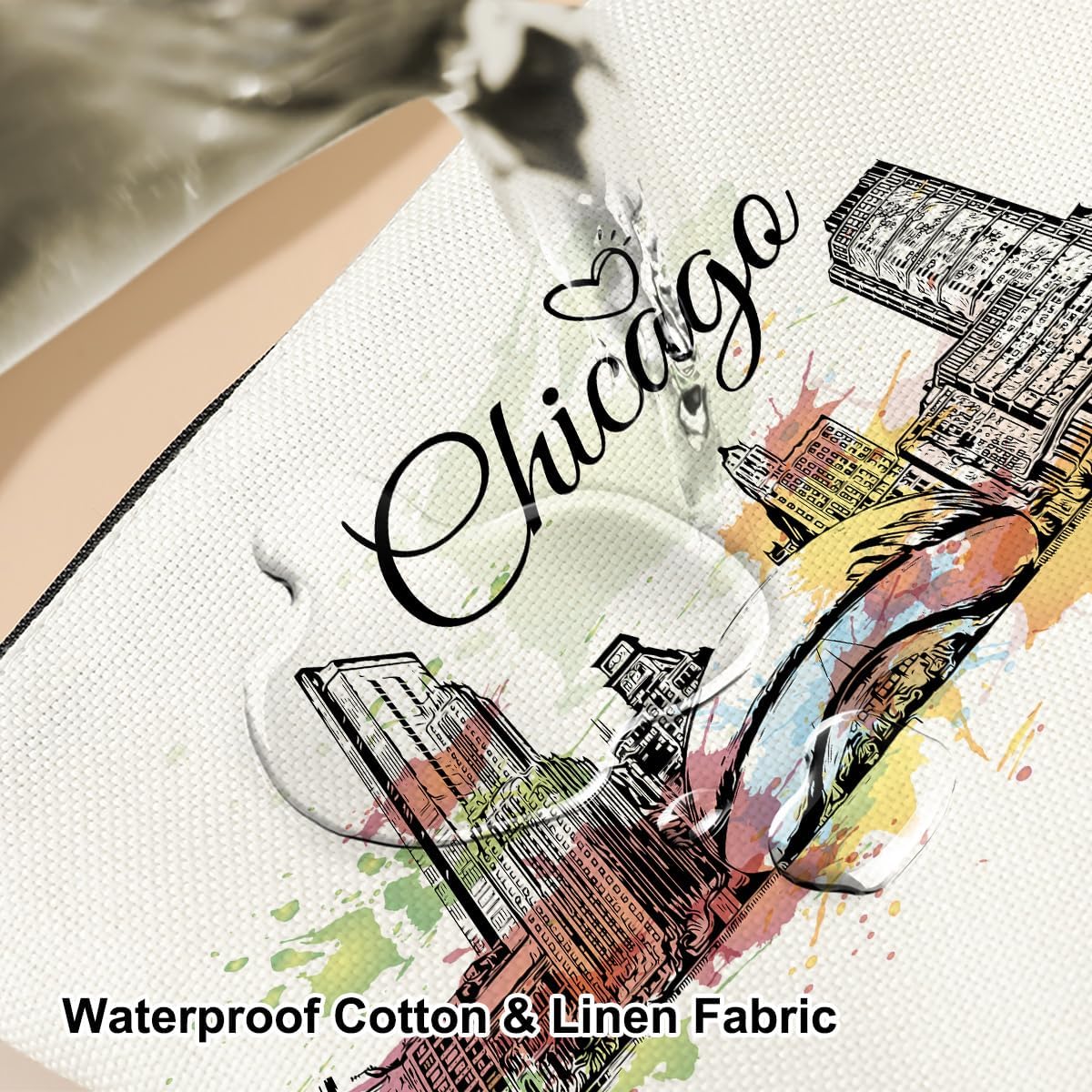 Watercolor Chicago Gifts Chicago Makeup Bag Cosmetic Bag Chicago Souvenirs Chicago Travel Gifts Birthday Bachelorette Party Friendship Gifts for Chicago Lovers Women Girls Bestie Bridesmaid Christmas