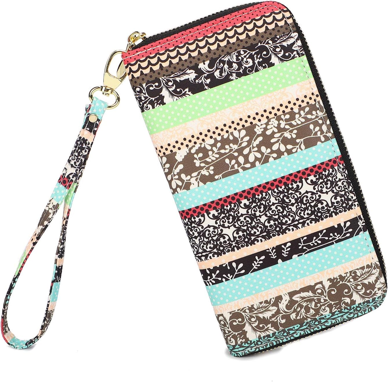 Women Wallet Card RFID For Womens Holder Blocking Credit Small Zipper Purse Pocket Bifold Slim Coin ID Ladies Wristlet Clutch Large Capacity Window Case Travel Zip Women's