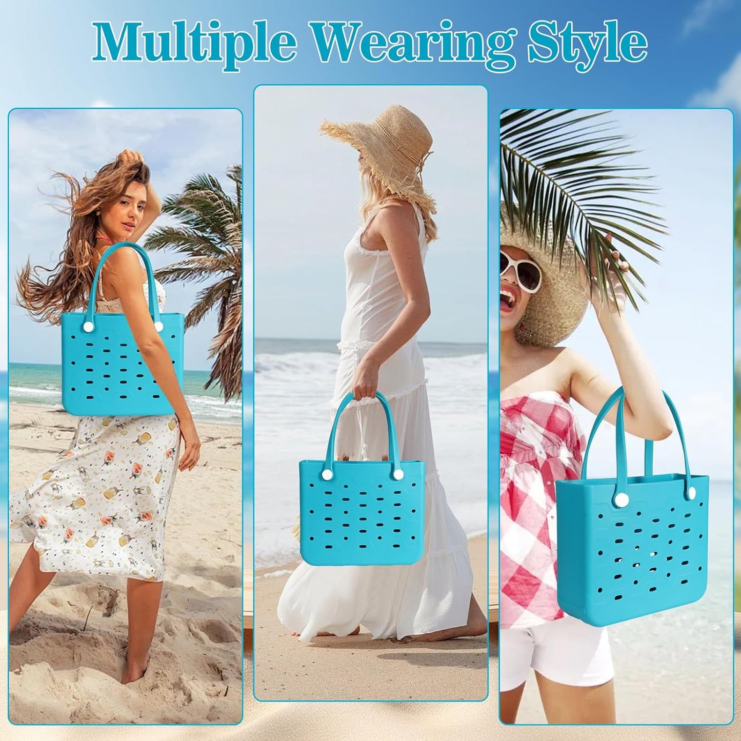 Medium Rubber Beach Bag for Men & Women, Large Capacity Rubber Travel Tote Bag for the Beach Boat
