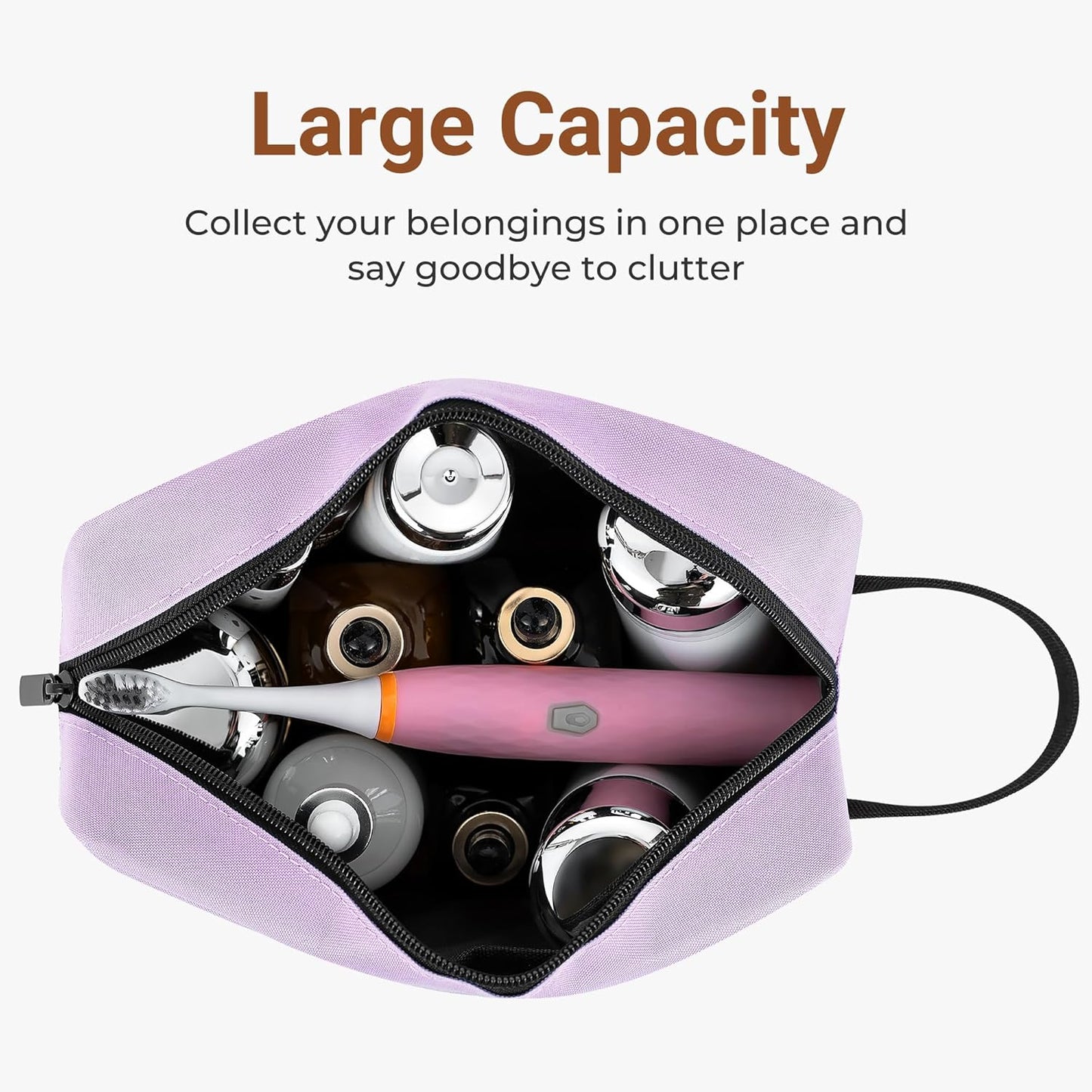 Elviros Travel Toiletry Bag for Women and Men,Lightweight Makeup Bag Hanging Dopp Kit with Shaving Compartment Cosmetic Organizer Small Tool Bag Travel Essentials,Lavender Purple